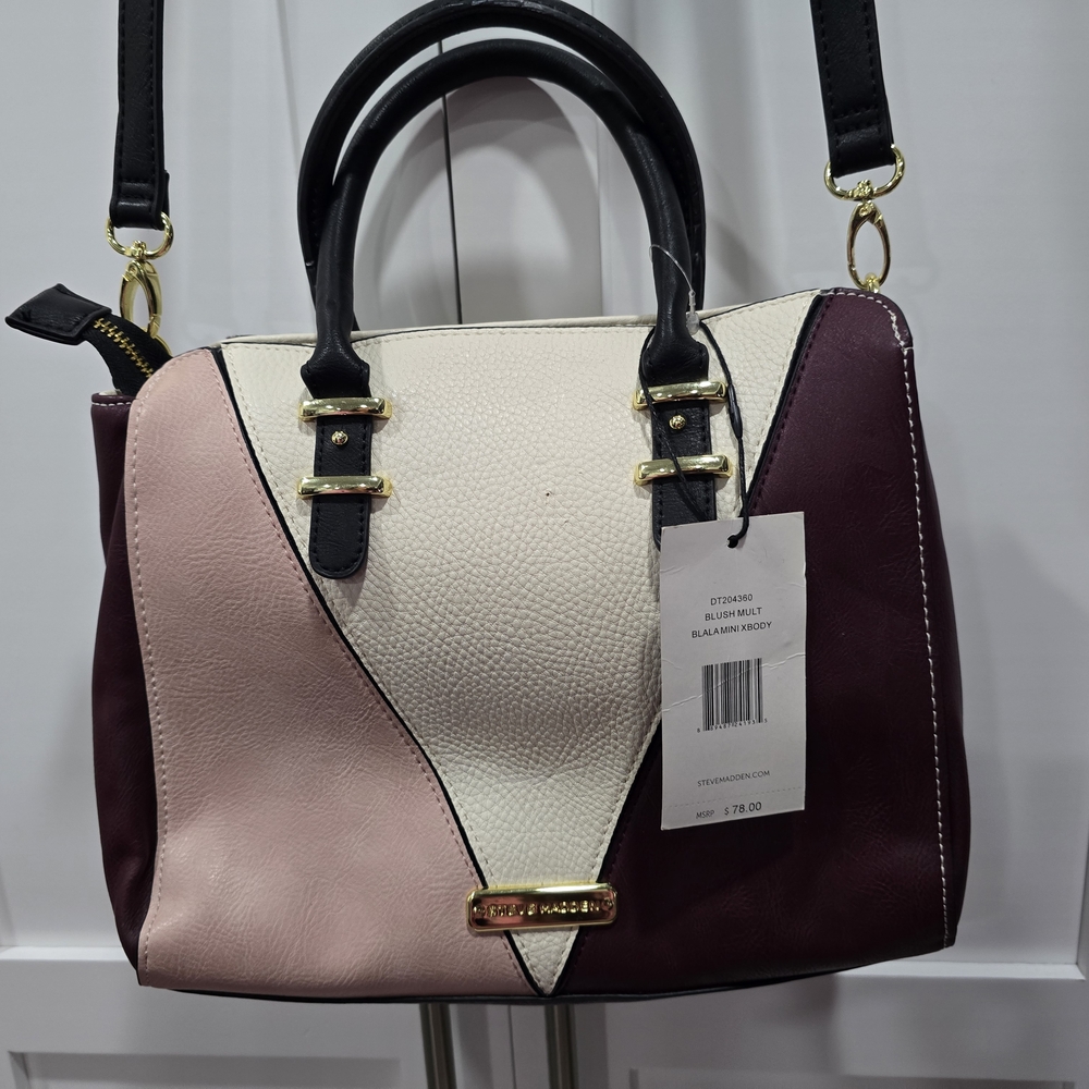 NWT Steve Madden Blush Multi Colorblock Satchel